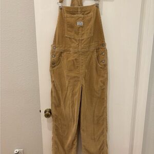 Women’s Levi’s Corduroy baggy straight leg Overalls bib jumpsuit workwear sz L